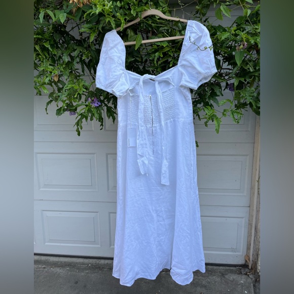 Women's Reformation Belgium Linen Midi Dress  White size 12 NWT - Picture 4 of 7